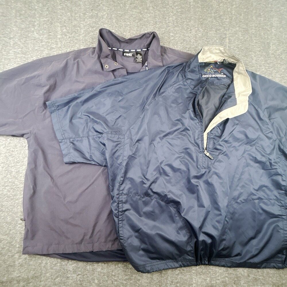 Lot of 2 Ping/Greg Norman Mens Short Sleeve Golf Windbreaker Jacket Mens Sz XL
